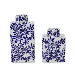 Blue and White Chinoiserie Tea Jars, Set of 2