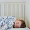 Blue and White Striped Crib Sheet
