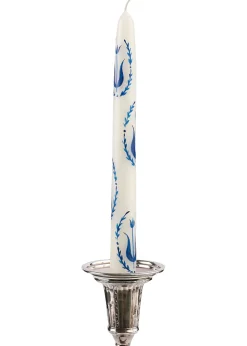 Blue and White Tulip Taper Candles Set of Two