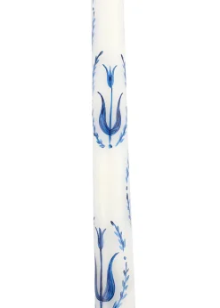 Blue and White Tulip Taper Candles Set of Two