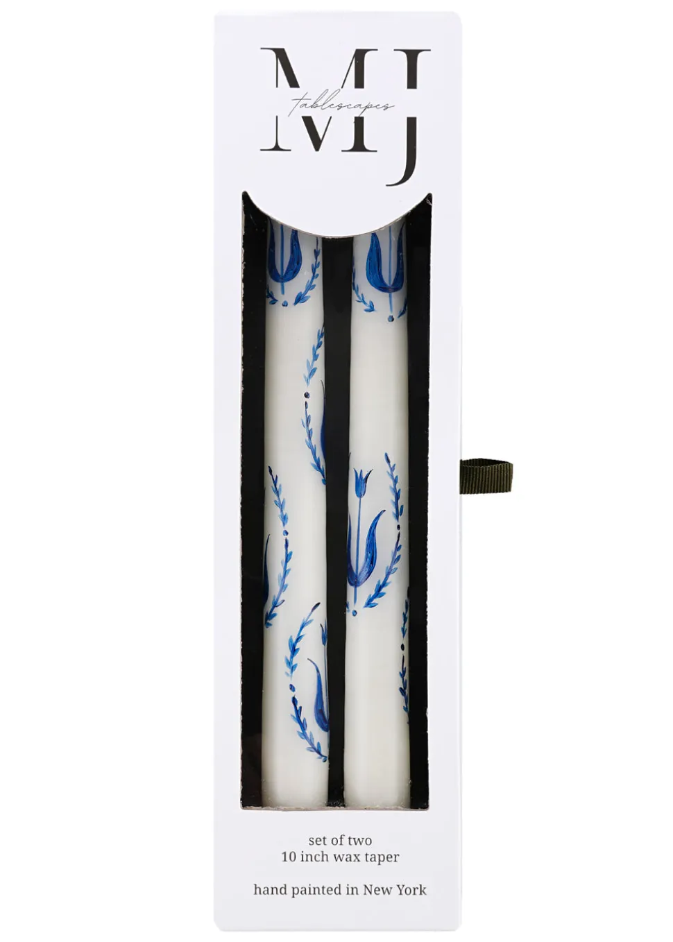 Blue and White Tulip Taper Candles Set of Two