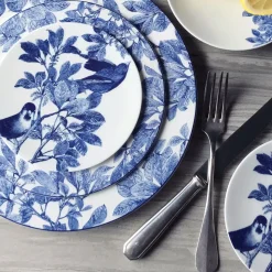 Blue Arbor Birds Canapé Plates Boxed, Set of 4