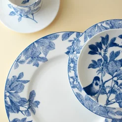 Blue Arbor Birds Canapé Plates Boxed, Set of 4