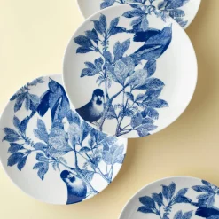 Blue Arbor Birds Canapé Plates Boxed, Set of 4