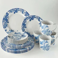 Blue Arbor Birds Canapé Plates Boxed, Set of 4