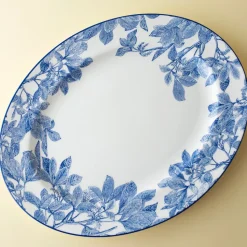Blue Arbor Large Oval Rimmed Platter