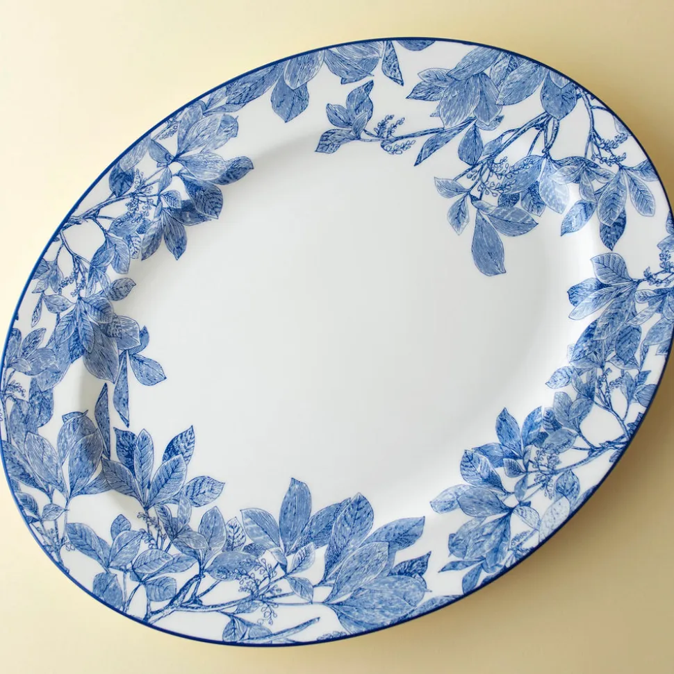 Blue Arbor Large Oval Rimmed Platter