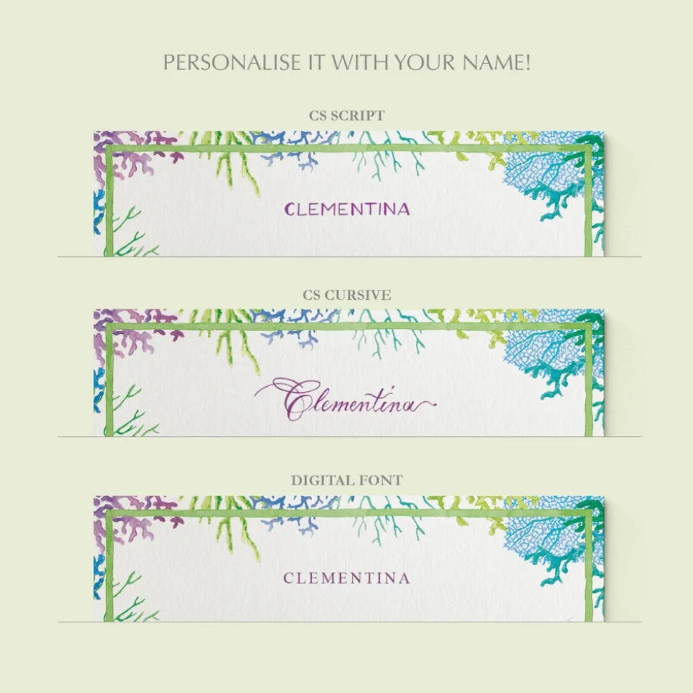 Blue Corals Stationery Cards, Personalized Set of 50