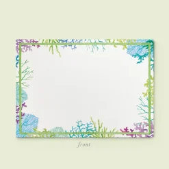 Blue Corals Stationery Cards, Personalized Set of 50