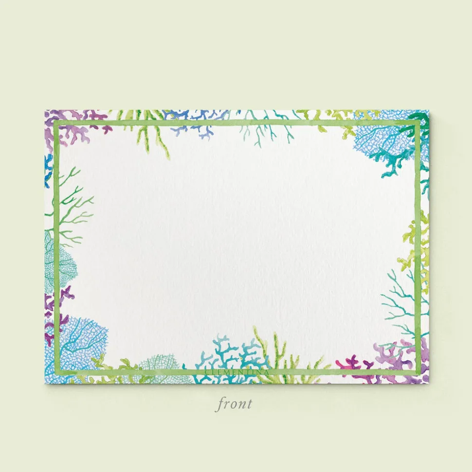 Blue Corals Stationery Cards, Personalized Set of 50
