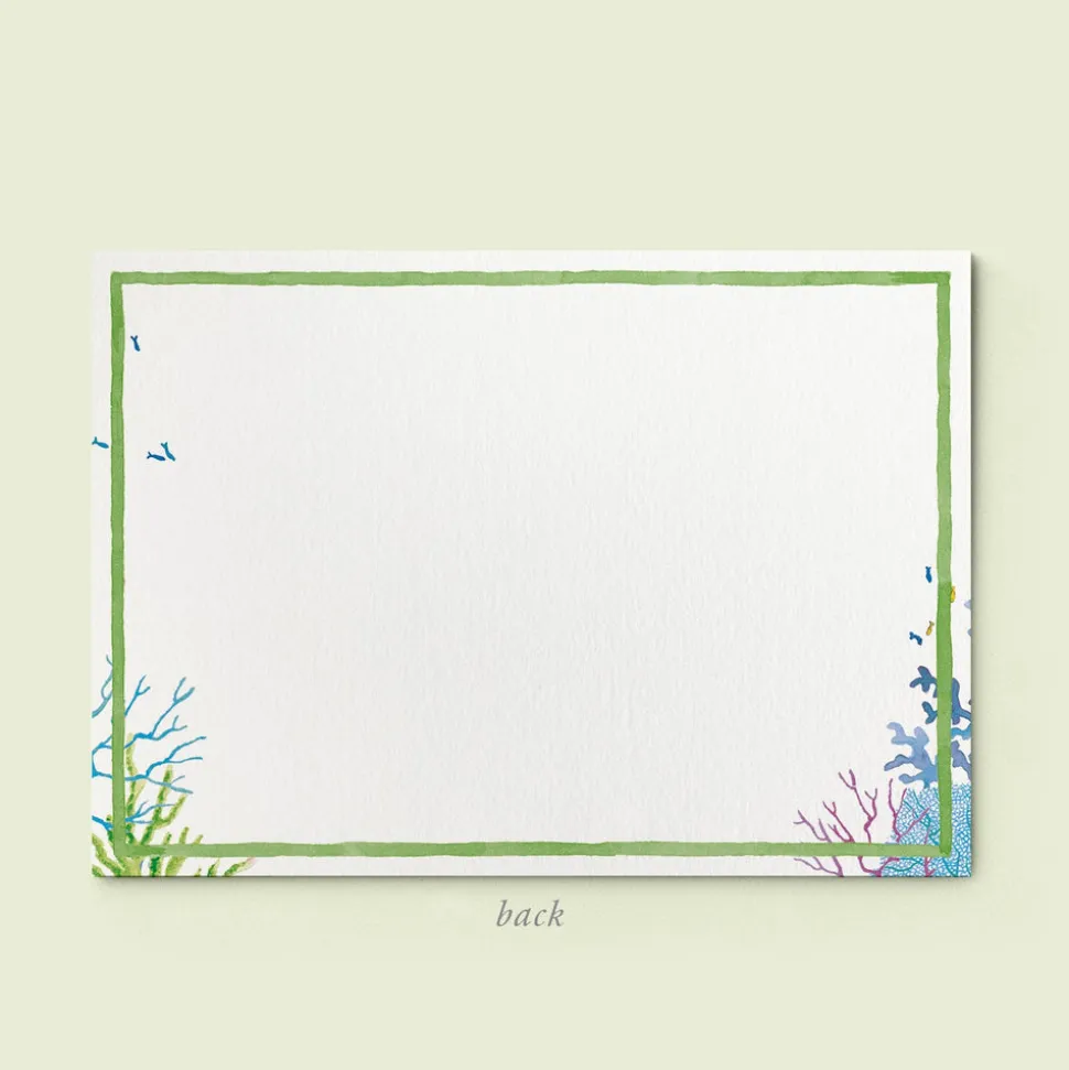 Blue Corals Stationery Cards, Personalized Set of 50