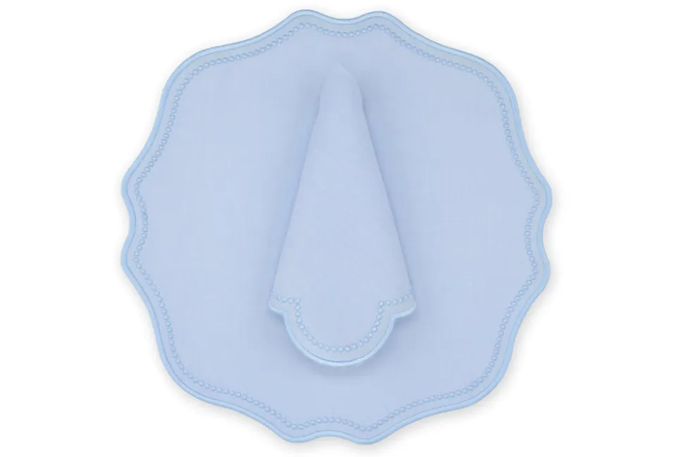Blue Dotted Air Blue Linen Napkin and Placemat, Set of 2