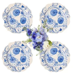 Blue Flowers Starter Plates, Set of 4