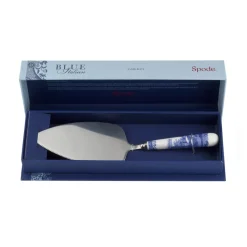Blue Italian Cake Knife & Server with Ceramic Handle