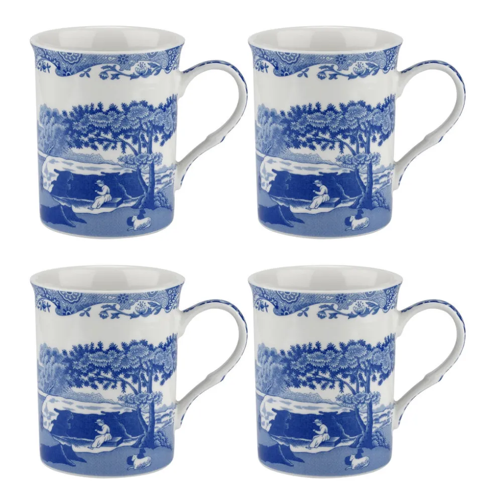 Blue Italian Mugs, Set of 4