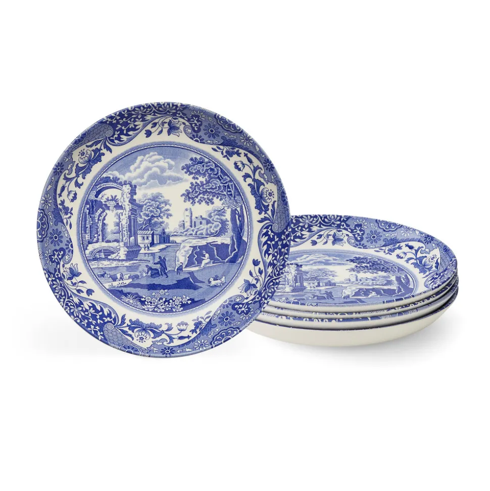 Blue Italian Pasta Bowls, Set of 4