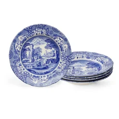 Blue Italian Soup Plates, Set of 4