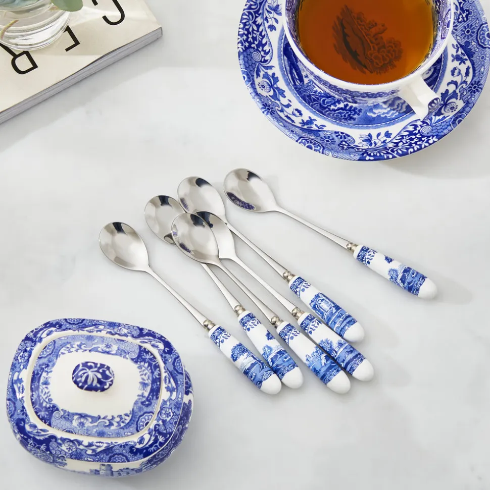 Blue Italian Teaspoons, Set of 6
