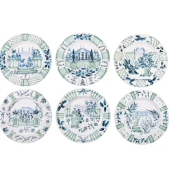 Blue Italian Views Plates Collection, Set of 6