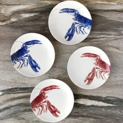 Blue Lobster Canapé Plates- Boxed, Set of 4