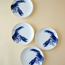 Blue Lobster Canapé Plates- Boxed, Set of 4