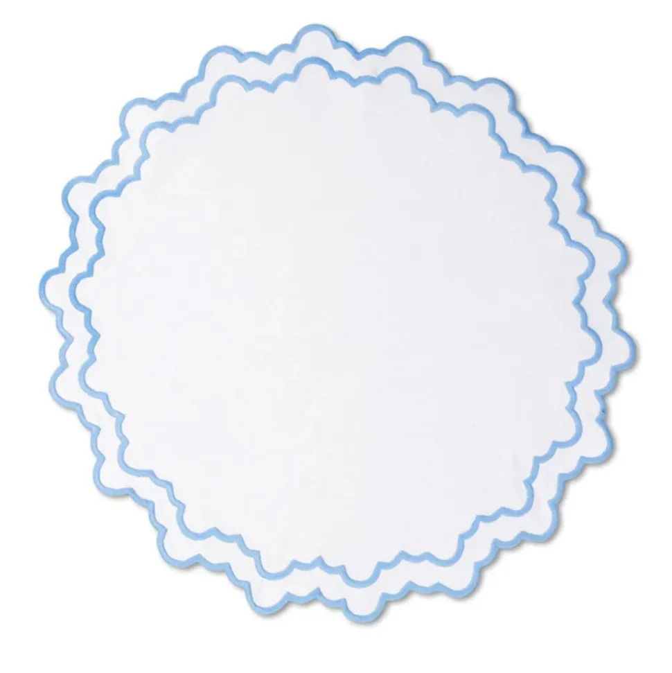 Blue Lotus Placemat and Napkin Set in White