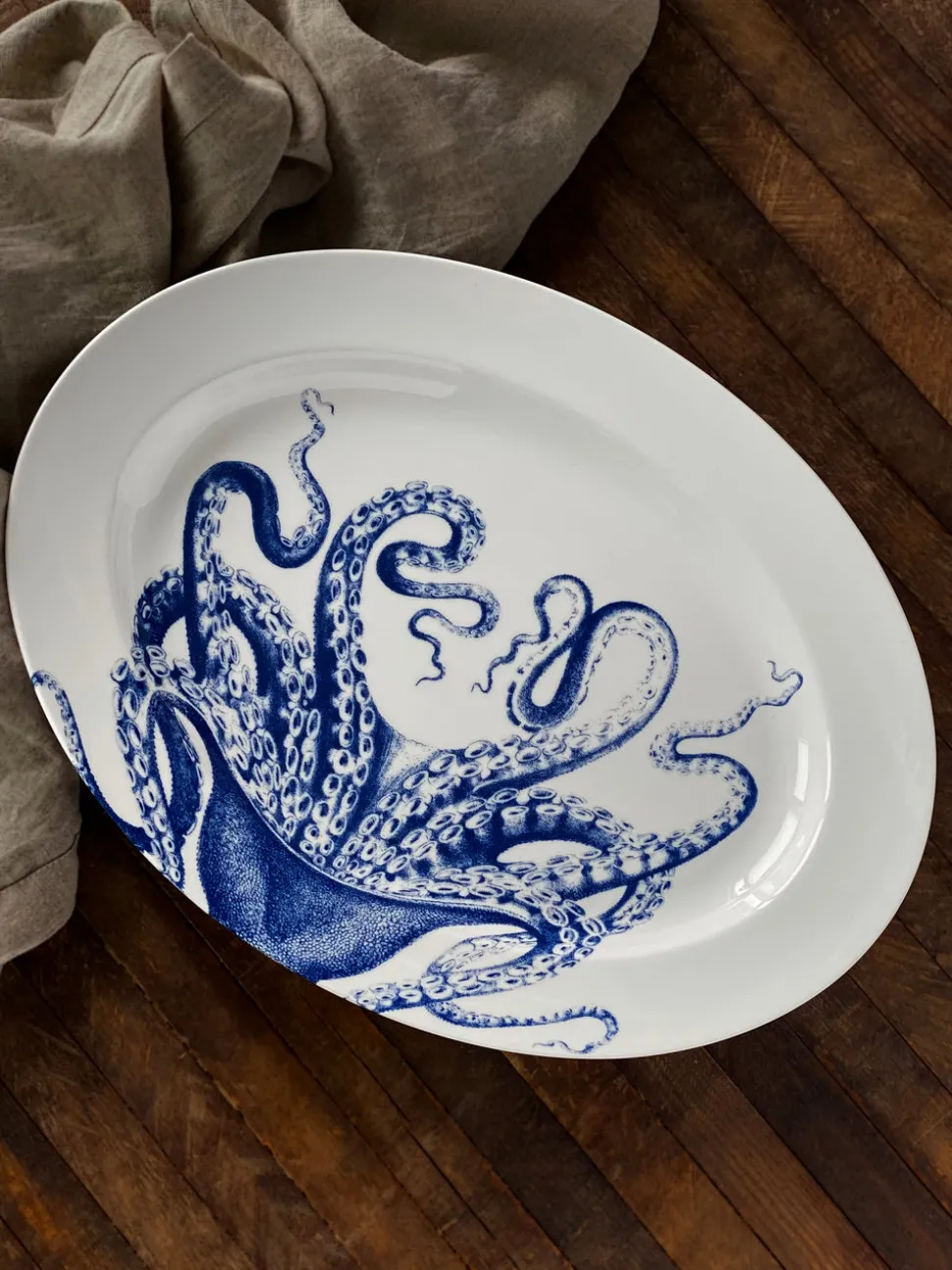 Blue Lucy Large Oval Rimmed Platter