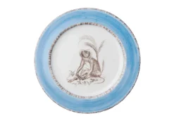 Blue Monkey Dessert Plates, Set of 6