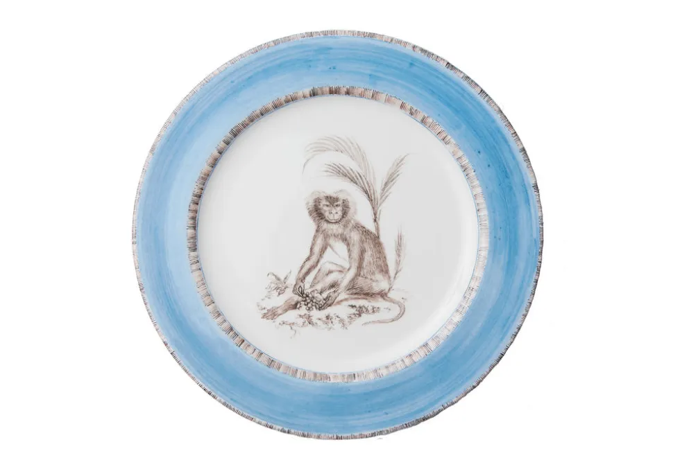 Blue Monkey Dessert Plates, Set of 6