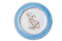 Blue Monkey Dessert Plates, Set of 6