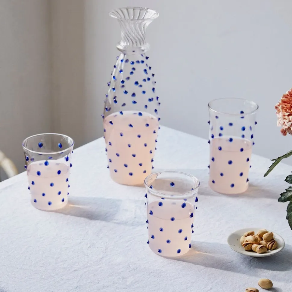 Blue Pom Tumbler, Set of 4