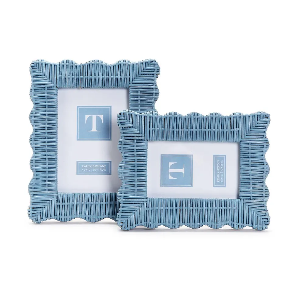 Blue Wicker Weave Photo Frame, Set of 2