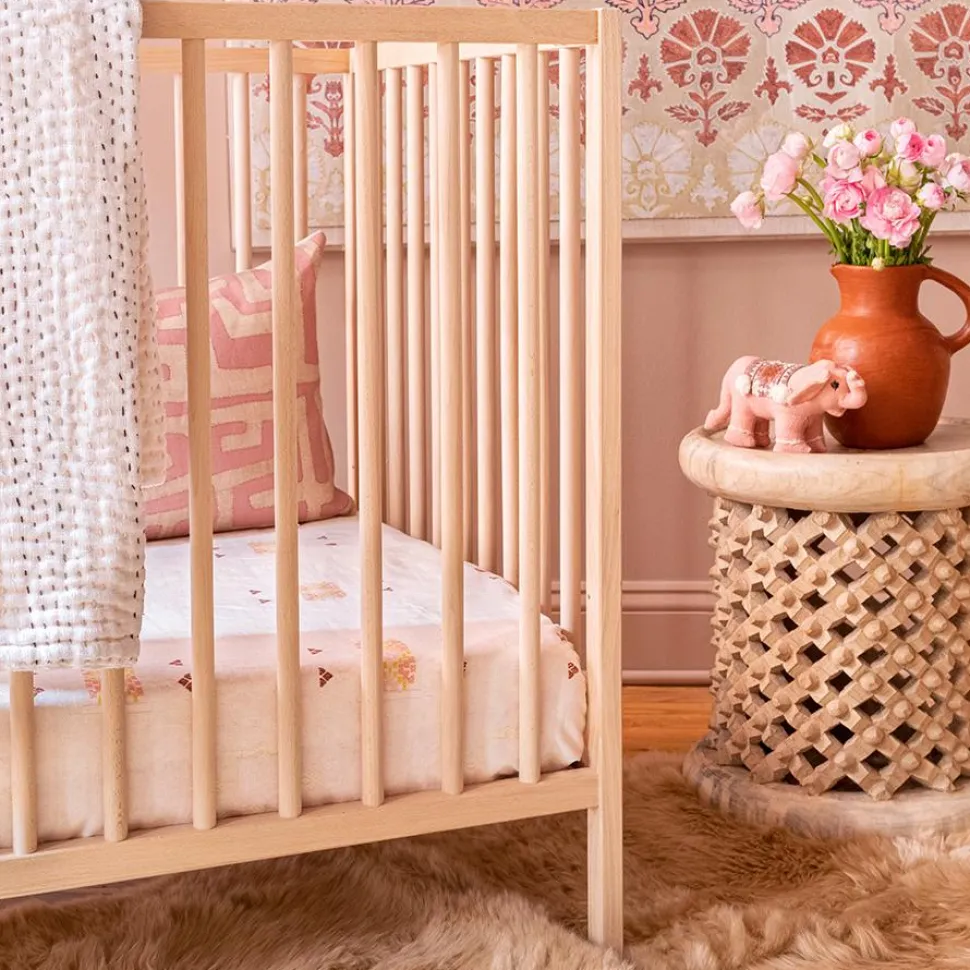 Blush Cactus Silk Fitted Crib Sheet Bedding