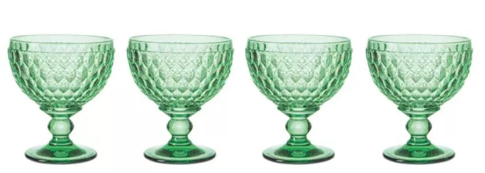 Boston Colored Champagne / Dessert Bowl in Green, Set of 4