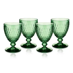 Boston Colored Water Goblet in Green, Set of 4