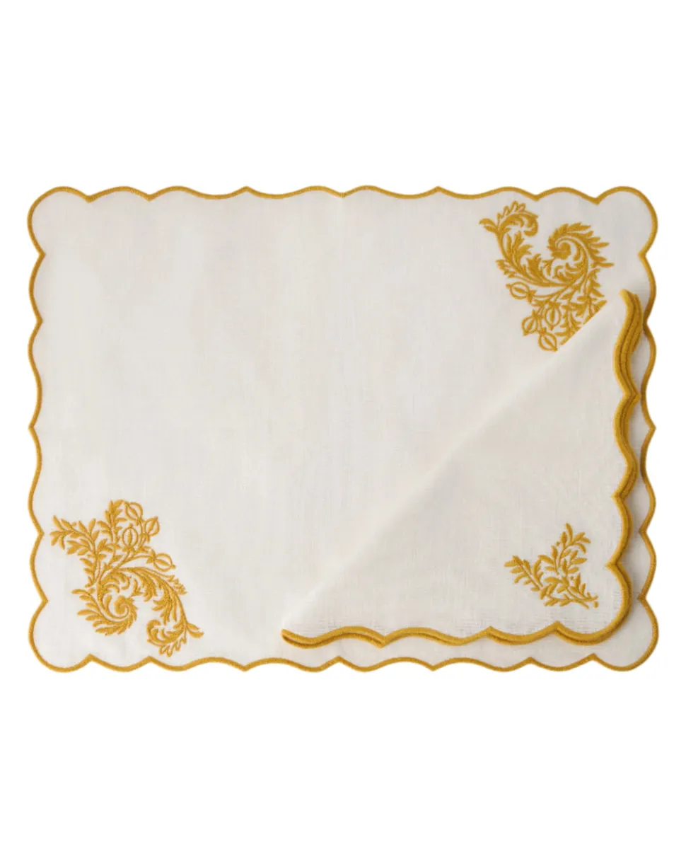 Botanica Embroidered Placemat in Yellow