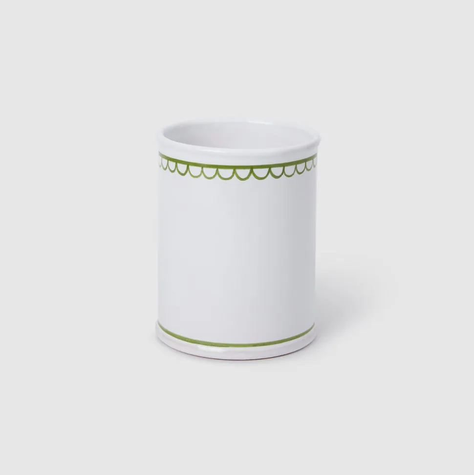 Bouclette Tumbler & Octagonal Petite Plate in Green, Set of Two