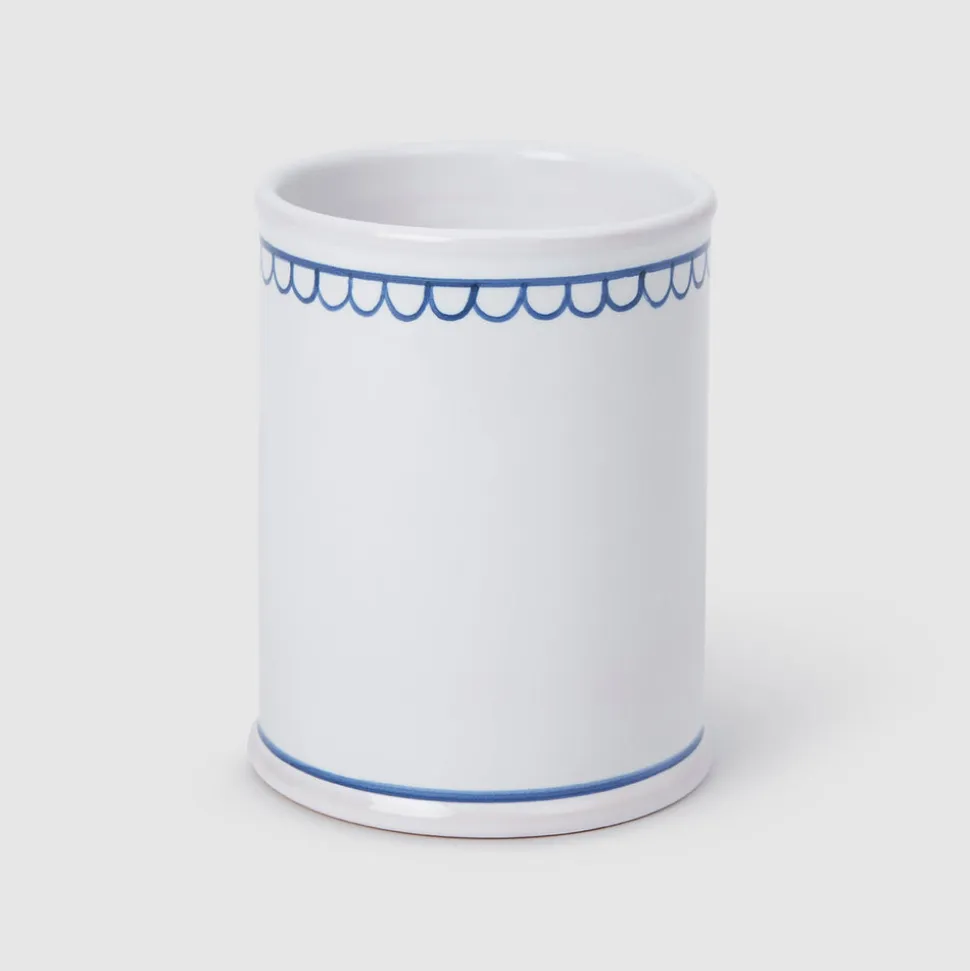Bouclette Tumbler & Oval Perle Petite Plate in Blue, Set of 2