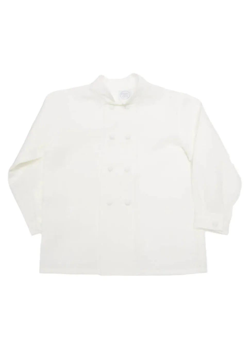 Boy's Double-Breasted Mandarin Collar Shirt in White