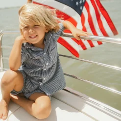 Boy’s Navy Stripe French Terry Short