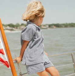 Boy’s Navy Stripe French Terry Short