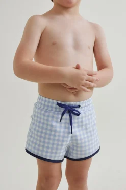 Boy's Oasis Blue Gingham Boardie