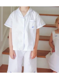 Boys Ship Shape Short Set with Sailboat