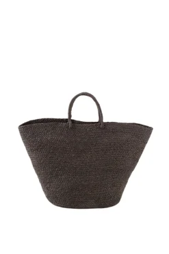 Braided Raffia Tote Black