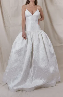 Brandy Silk Floral Jacquard Gown