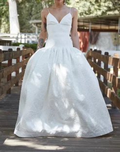 Brandy Silk Floral Jacquard Gown