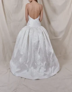 Brandy Silk Floral Jacquard Gown