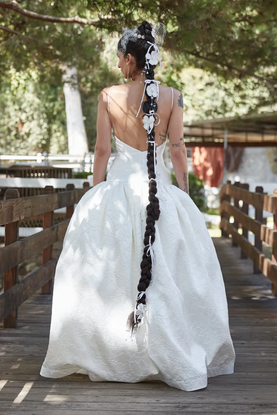 Brandy Silk Floral Jacquard Gown