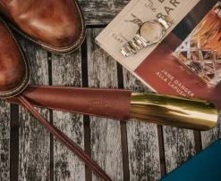 Brass-Tipped Shoehorn No. 239 in Vintage Chestnut Leather