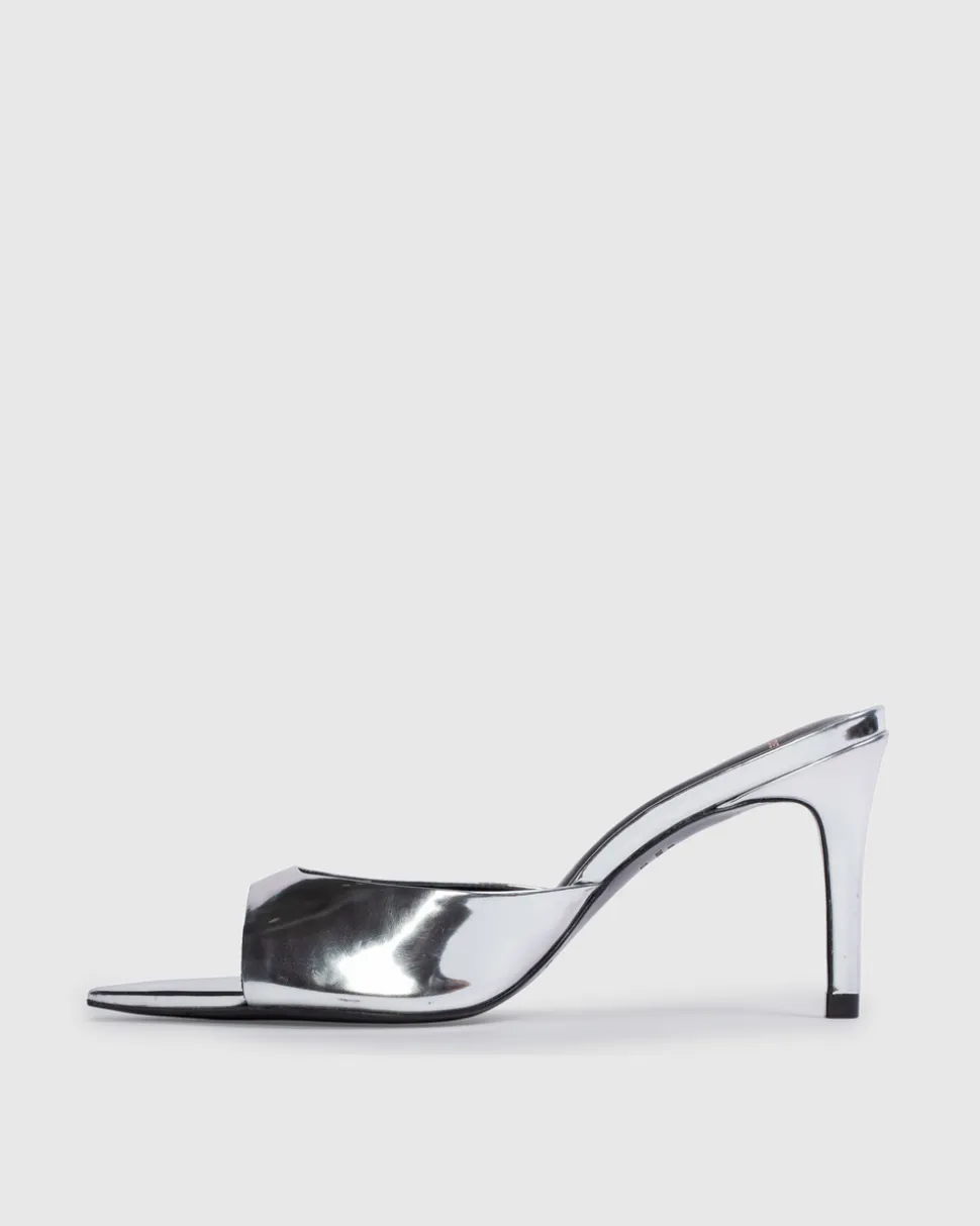 Brea 80 in Silver Mirror Metallic Leather